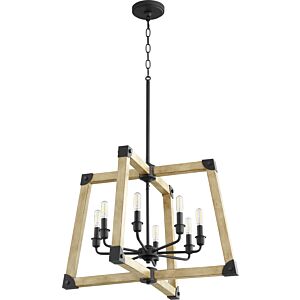 Alpine 8-Light Pendant in Textured Black w with Driftwood finish