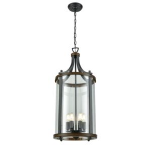 DVI Niagara 6-Light Foyer Pendant in Graphite and Ironwood