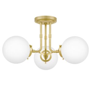 Landry Three Light SemiFlush Mount in Satin Brass by Quoizel