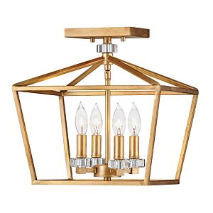 Stinson 4-Light LED Chandelier in Distressed Brass