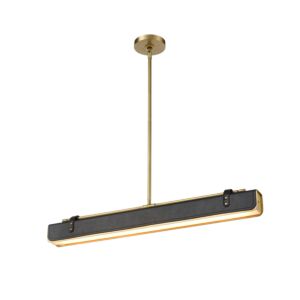 Valise LED Pendant in Vintage Brass with Tuxedo Leather