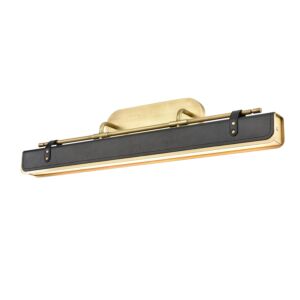 Valise LED Wall Sconce in Vintage Brass with Tuxedo Leather