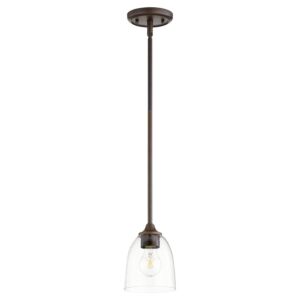 Jardin 1-Light Pendant in Oiled Bronze w with Clear/Seeded