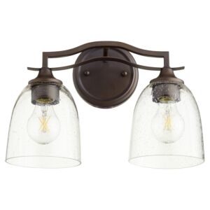 Jardin 2-Light Bathroom Vanity Light in Oiled Bronze w with Clear/Seeded