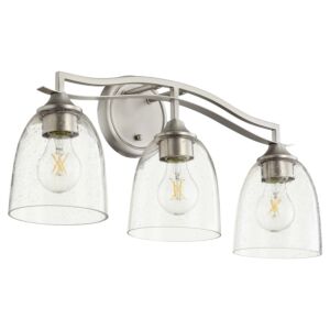 Jardin 3-Light Bathroom Vanity Light in Satin Nickel w with Clear/Seeded