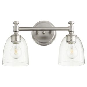 Rossington 2-Light Bathroom Vanity Light in Satin Nickel w with Clear/Seeded