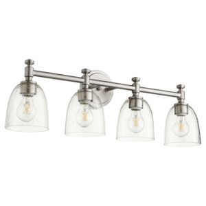 Rossington 4-Light Bathroom Vanity Light in Satin Nickel w with Clear/Seeded