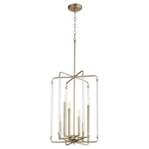 Optic 6-Light Entry Pendant in Aged Brass