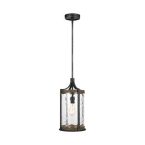 Angelo One Light Pendant in Distressed Weathered Oak   Slate Grey Metal by Visual Comfort Studio