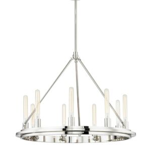 Chambers Nine Light Pendant in Polished Nickel by Hudson Valley