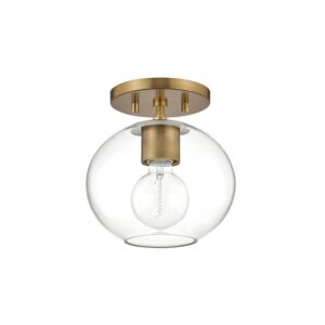 Margot One Light Semi Flush Mount in Aged Brass by Mitzi