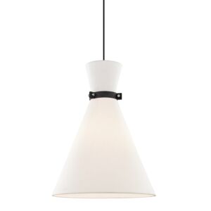 Julia One Light Pendant in Polished NickelBlack by Mitzi