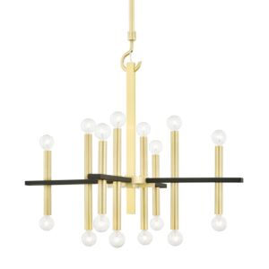 Colette 16 Light Chandelier in Aged BrassBlack by Mitzi