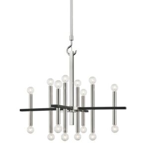 Colette 16-Light Chandelier in Polished Nickel with Black