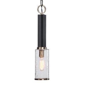 Jarsdel  Mini Pendant in Black & Antique Brass by Uttermost