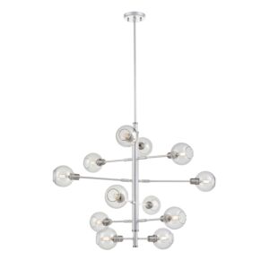 Ocean Drive 12-Light Foyer Pendant in Satin Nickel and Chrome