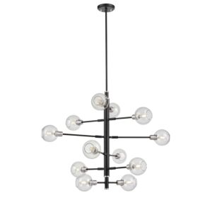 Ocean Drive 12-Light Foyer Pendant in Satin Nickel and Graphite