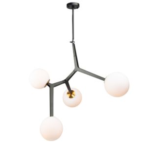 Artcraft Ravello 4 Light Pendant Light in Black & Harvest Brass