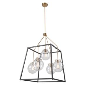 Artcraft Bridgetown 5-Light Chandelier in Black & Harvest Brass