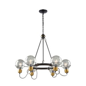 Artcraft Martina 6-Light Chandelier in Black and Brushed Brass