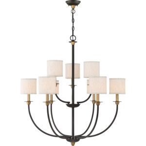 Audley Nine Light Chandelier in Old Bronze by Quoizel