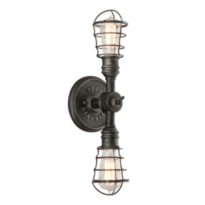 Conduit Two Light Wall Sconce in Aged Pewter by Troy Lighting