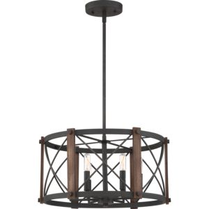 Baron Six Light Pendant in Marcado Black by Quoizel