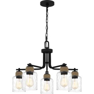 Baltic Five Light Chandelier in Matte Black by Quoizel