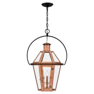 Burdett Three Light Outdoor Hanging Lantern in Aged Copper by Quoizel