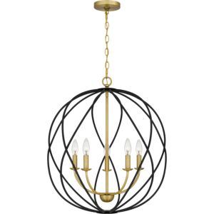 Bryn 5-Light Pendant in Aged Brass