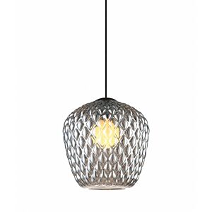 Quilted Gem One Light Pendant in Matte Black by Matteo Lighting