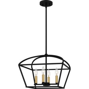 Concho Bay Four Light Pendant in Matte Black by Quoizel