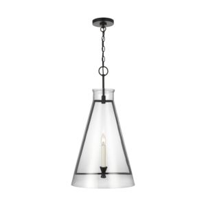 Keystone One Light Pendant in Aged Iron by Visual Comfort Studio