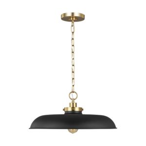 Visual Comfort Studio Wellfleet Pendant Light in Midnight Black And Burnished Brass by Chapman & Myers