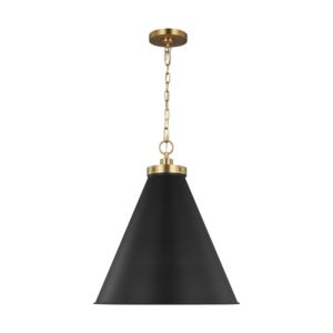 Wellfleet Pendant Light in Midnight Black And Burnished Brass by Chapman & Myers