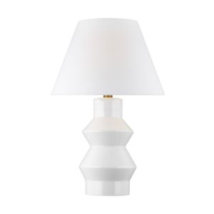 Visual Comfort Studio Abaco Table Lamp in Arctic White And Burnished Brass by Chapman & Myers