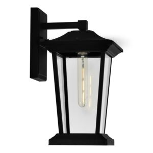 Leawood One Light Outdoor Wall Lantern in Black by CWI Lighting