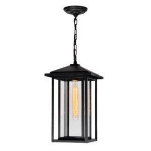 Crawford One Light Outdoor Hanging Lantern in Black by CWI Lighting