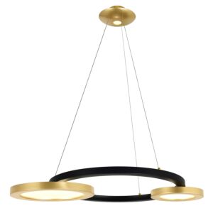 CWI Lighting Deux Lunes LED Chandelier with Brass & Pearl Black Finish