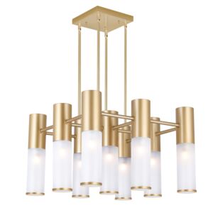 CWI Lighting Pipes 16 Light Chandelier with Brass Finish