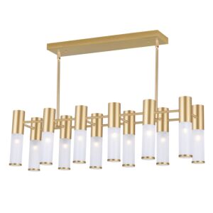 CWI Lighting Pipes 12 Light Island with Pool Table Chandelier with Brass Finish