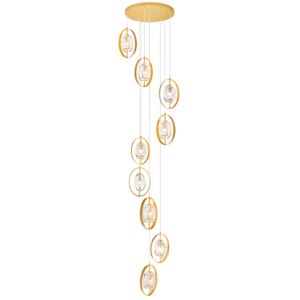 CWI Lighting Iris 9 Light Pendant with Brass Finish