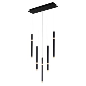 CWI Lighting Flute 5 Light LED Chandelier with Black finish