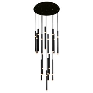 Flute LED Chandelier in Black by CWI Lighting