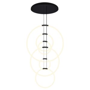 Hoops LED Chandelier in Black by CWI Lighting