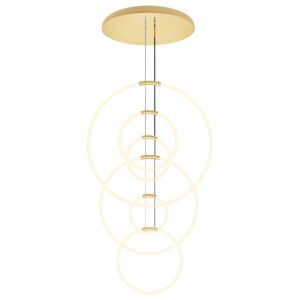 CWI Lighting Hoops 6 Light LED Chandelier with Satin Gold finish