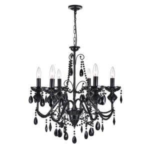 CWI Lighting Keen 6 Light Up Chandelier with Black finish