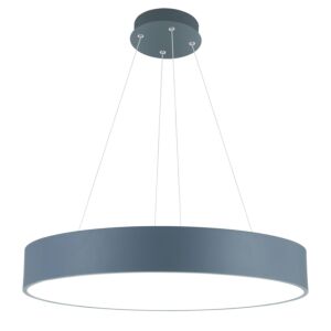 CWI Lighting Arenal LED Drum Shade Pendant with Gray & White finish