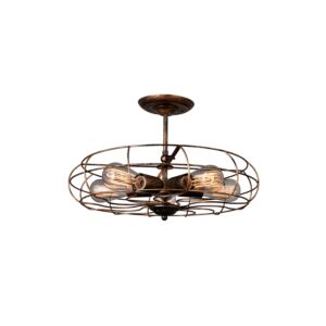 Pamela Five Light Flush Mount in Antique Copper by CWI Lighting