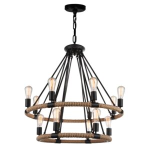 CWI Lighting Ganges 14 Light Up Chandelier with Black finish